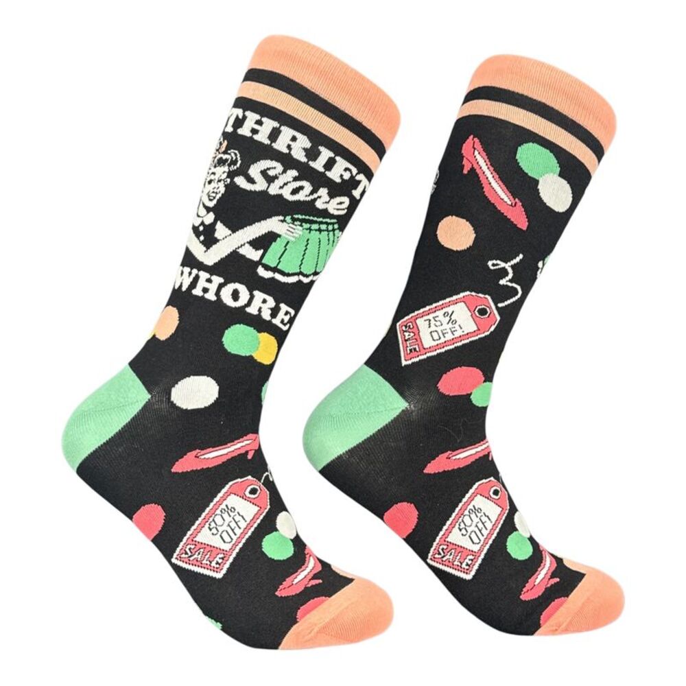 Thrift Store Whore Socks Funny Sarcastic Footwear For Ladies